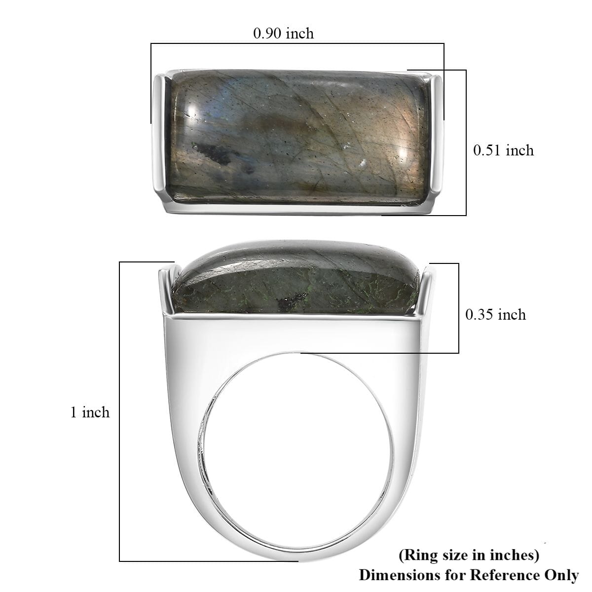 Karis Malagasy Labradorite 14.60 ctw Solitaire Ring in Platinum Bond (Size 5.0) image number 5