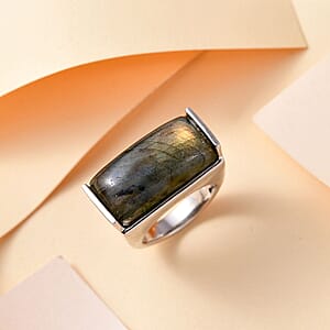 Karis Malagasy Labradorite 13.65 ctw Solitaire Ring in Platinum Bond (Size 8.0)