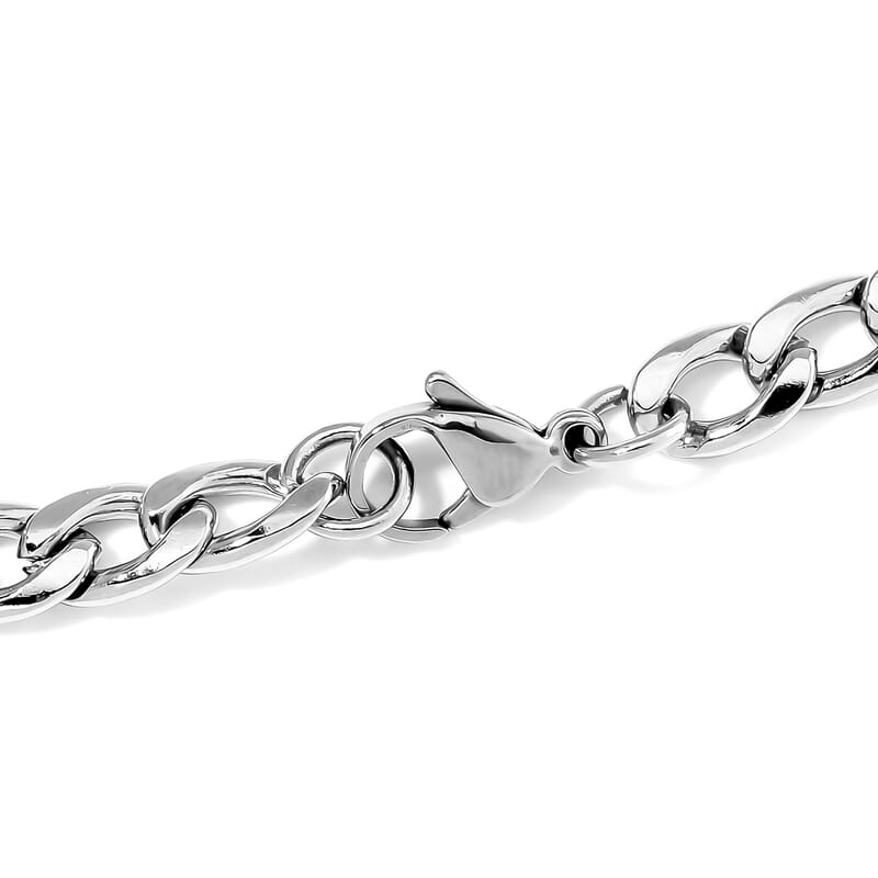 6mm Cuban Chain Necklace in Stainless Steel 28 Inches