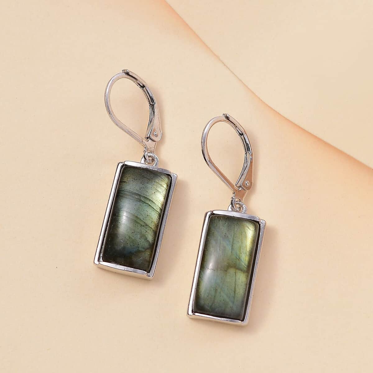 Doorbuster Karis Malagasy Labradorite 14.30 ctw Lever Back Earrings in Platinum Bond image number 1