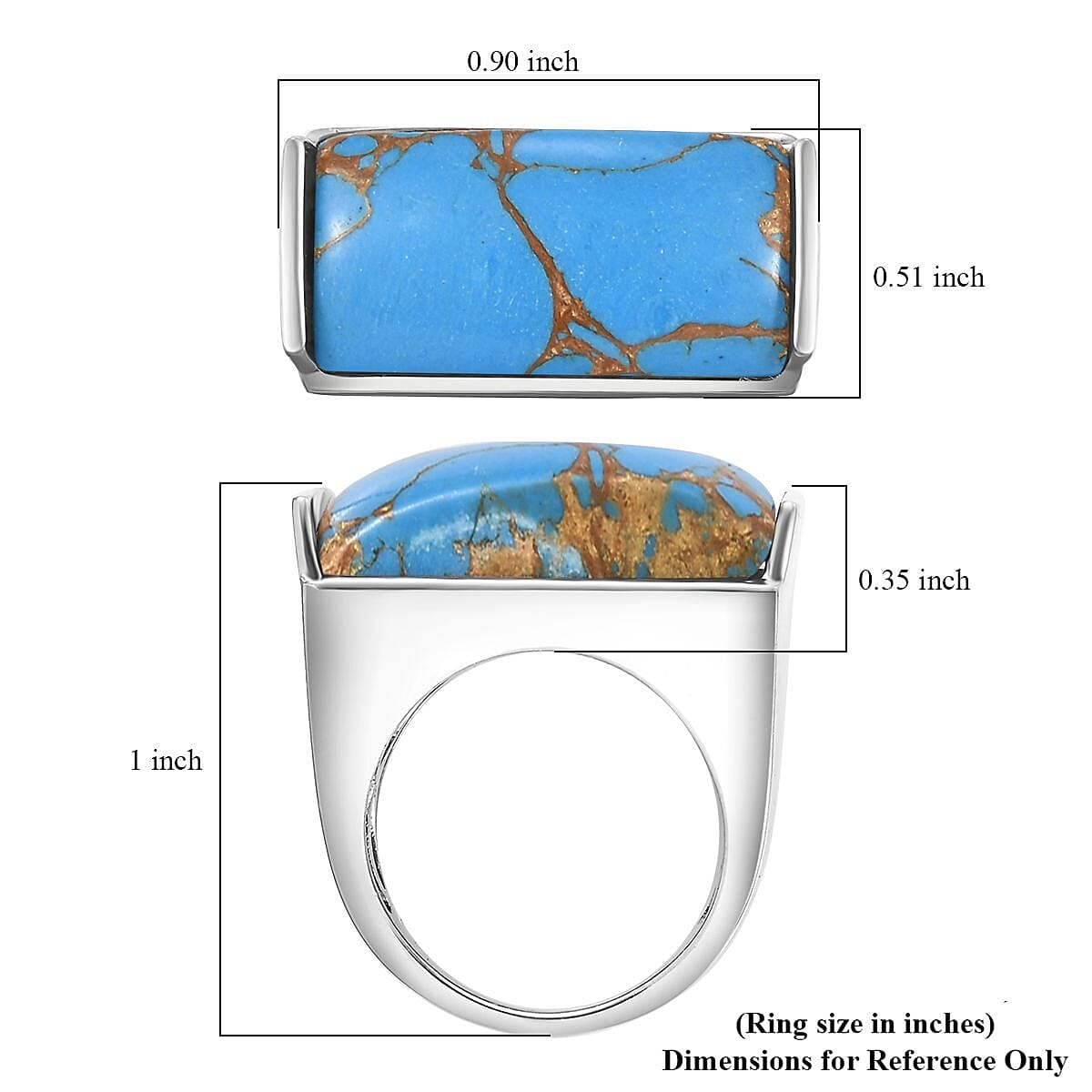 Karis Mojave Blue Turquoise 9.80 ctw Solitaire Ring in Platinum Bond (Size 5.0) image number 5