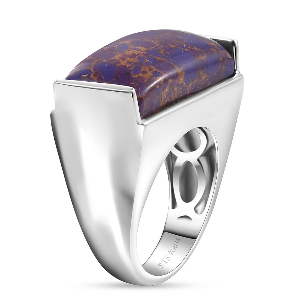 Karis Mojave Purple Turquoise 9.40 ctw Solitaire Ring in Platinum Bond (Size 7.0) image number 3