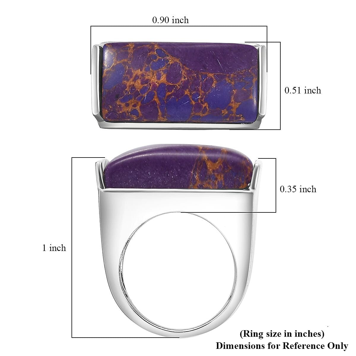 Karis Mojave Purple Turquoise 9.40 ctw Solitaire Ring in Platinum Bond (Size 7.0) image number 5