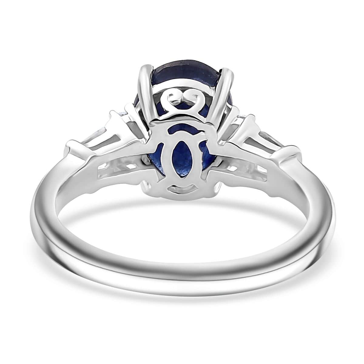 Masoala Sapphire (DF) and White Zircon 3.00 ctw Ring in Rhodium Over Sterling Silver image number 4