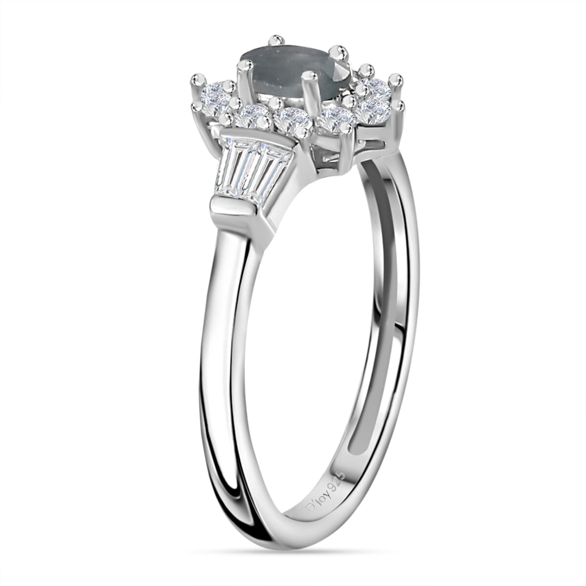 Narsipatnam Alexandrite and White Zircon 0.85 ctw Sunburst Ring in Rhodium Over Sterling Silver (Size 10.0) image number 3