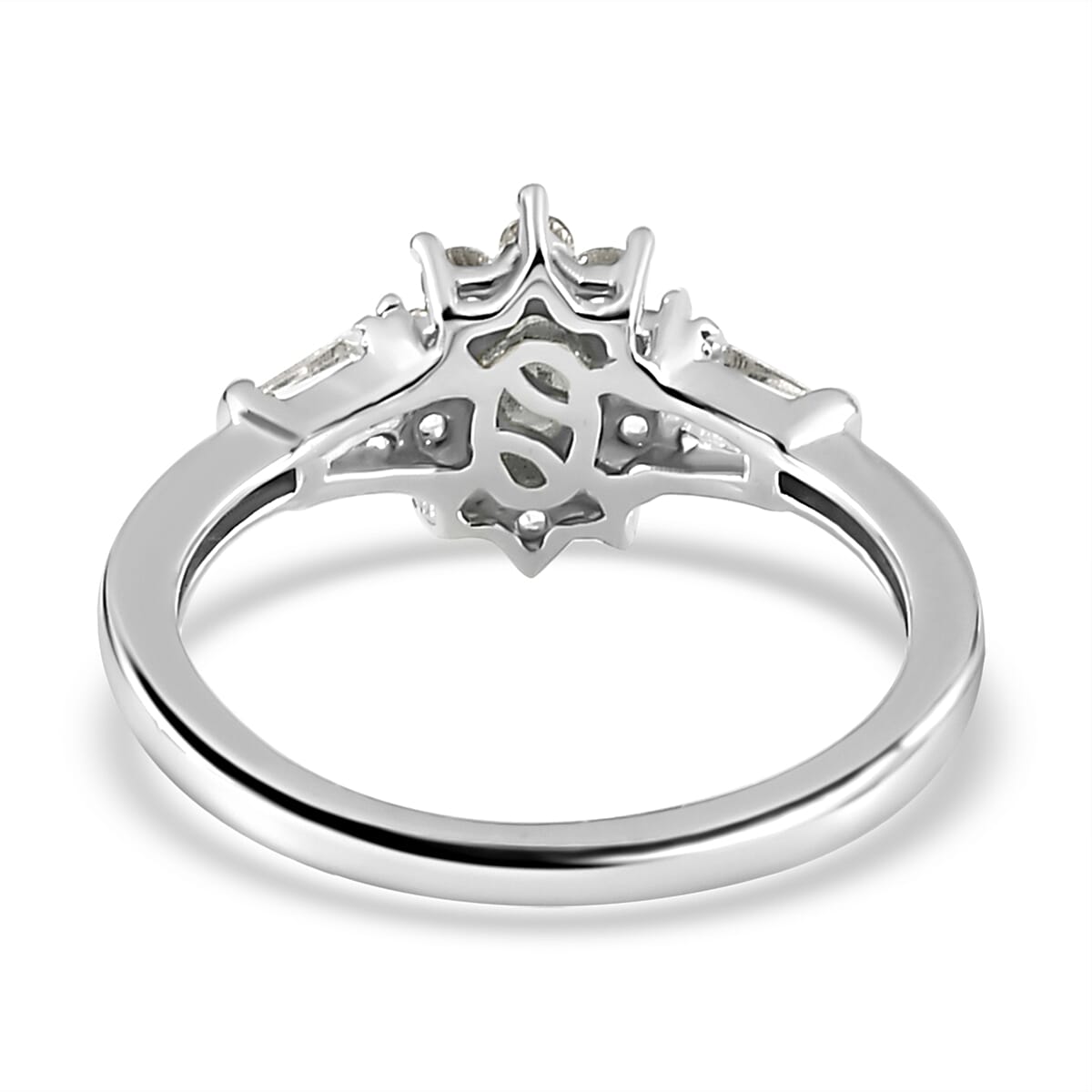 Narsipatnam Alexandrite and White Zircon 0.85 ctw Sunburst Ring in Rhodium Over Sterling Silver (Size 8.0) image number 4