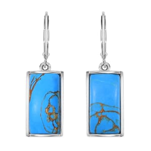 Karis Mojave Blue Turquoise 10.90 ctw Lever Back Earrings in Platinum Bond
