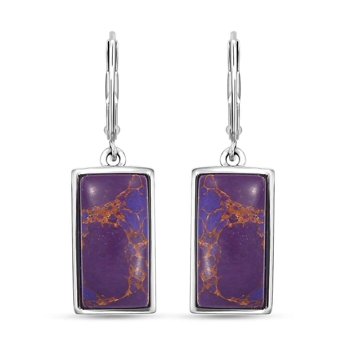 Doorbuster Karis Mojave Purple Turquoise 10.90 ctw Lever Back Earrings in Platinum Bond image number 0