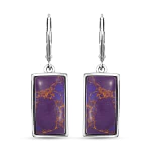 Doorbuster Karis Mojave Purple Turquoise 10.90 ctw Lever Back Earrings in Platinum Bond