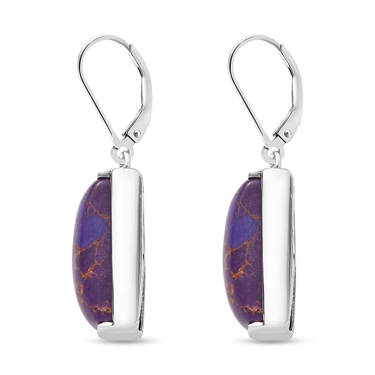 Doorbuster Karis Mojave Purple Turquoise 10.90 ctw Lever Back Earrings in Platinum Bond image number 3