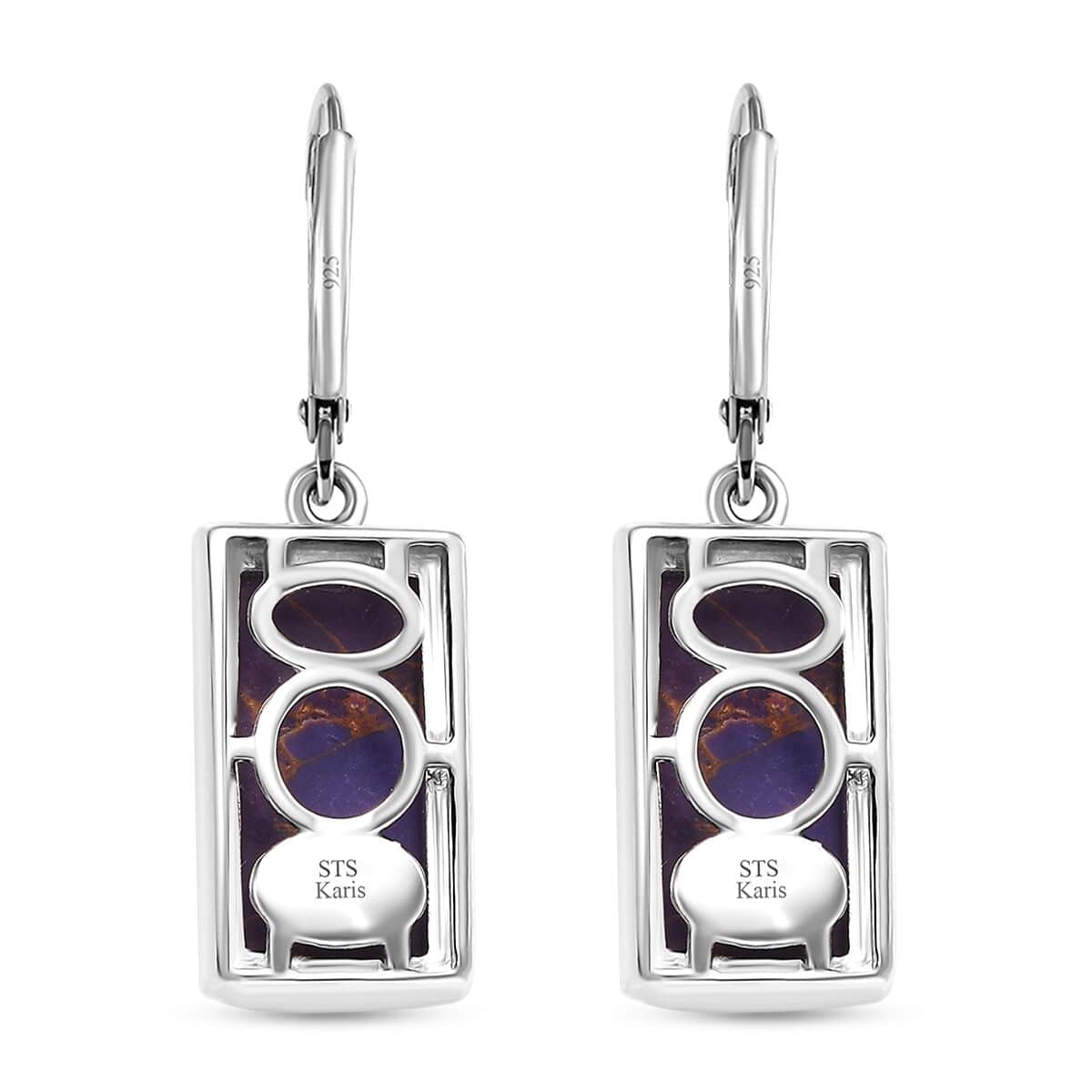 Doorbuster Karis Mojave Purple Turquoise 10.90 ctw Lever Back Earrings in Platinum Bond image number 4