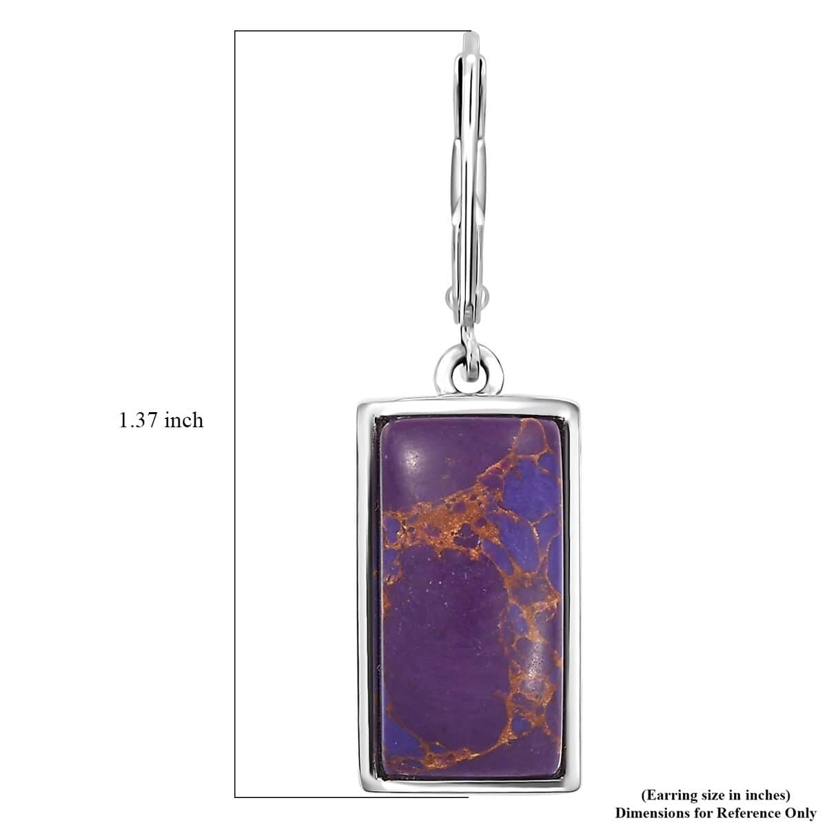 Doorbuster Karis Mojave Purple Turquoise 10.90 ctw Lever Back Earrings in Platinum Bond image number 5