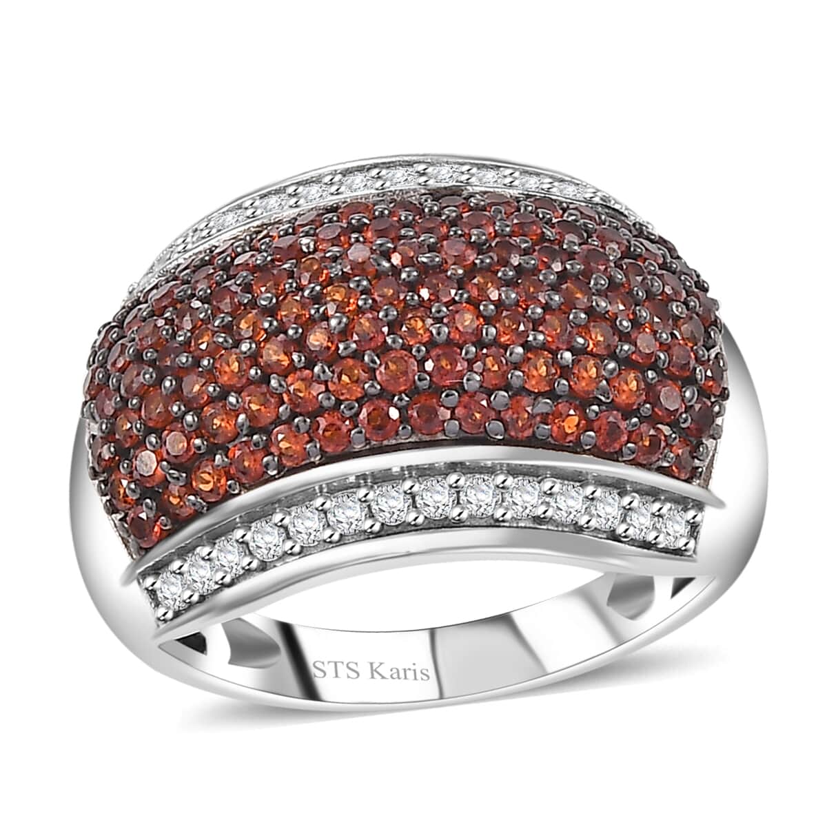 Karis Mozambique Garnet and White Zircon 1.50 ctw Cluster Ring in Platinum Bond image number 0