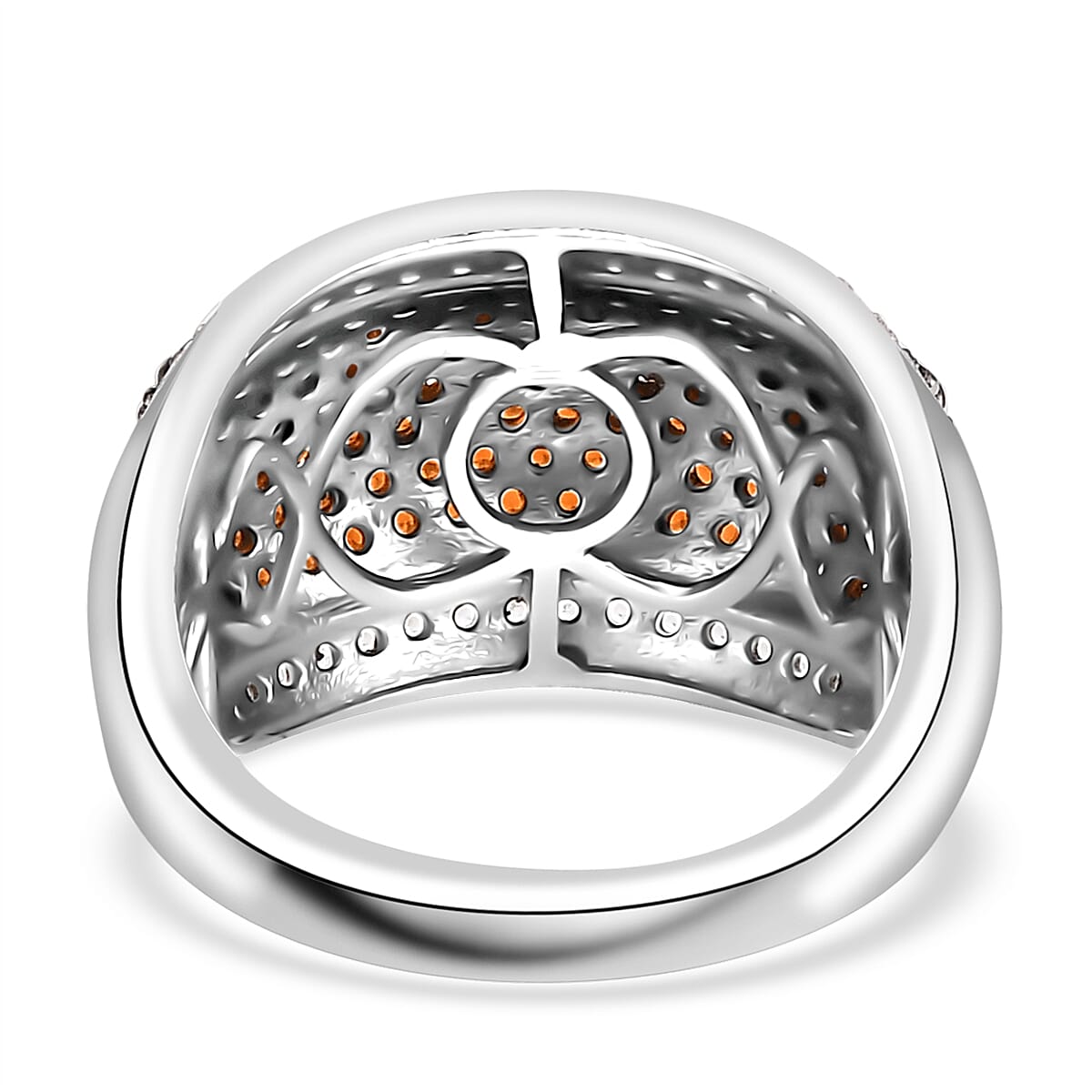 Karis Mozambique Garnet and White Zircon 1.50 ctw Cluster Ring in Platinum Bond (Size 9.0) image number 4