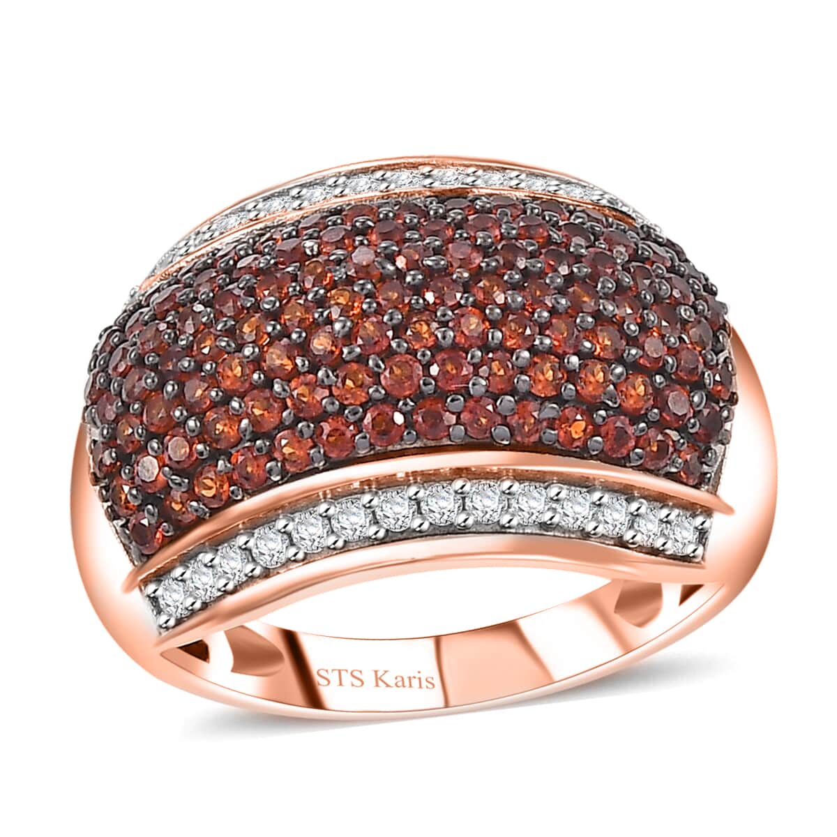 Karis Mozambique Garnet and White Zircon 1.60 ctw Cluster Ring in 18K Rose Gold Plated (Size 8.0) image number 0