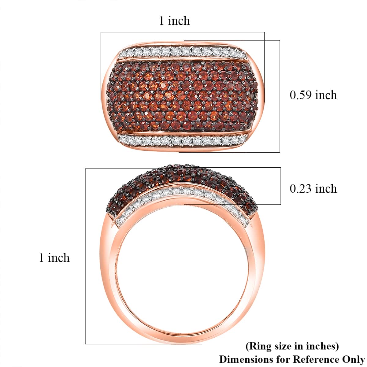 Karis Mozambique Garnet and White Zircon 1.60 ctw Cluster Ring in 18K Rose Gold Plated (Size 8.0) image number 5