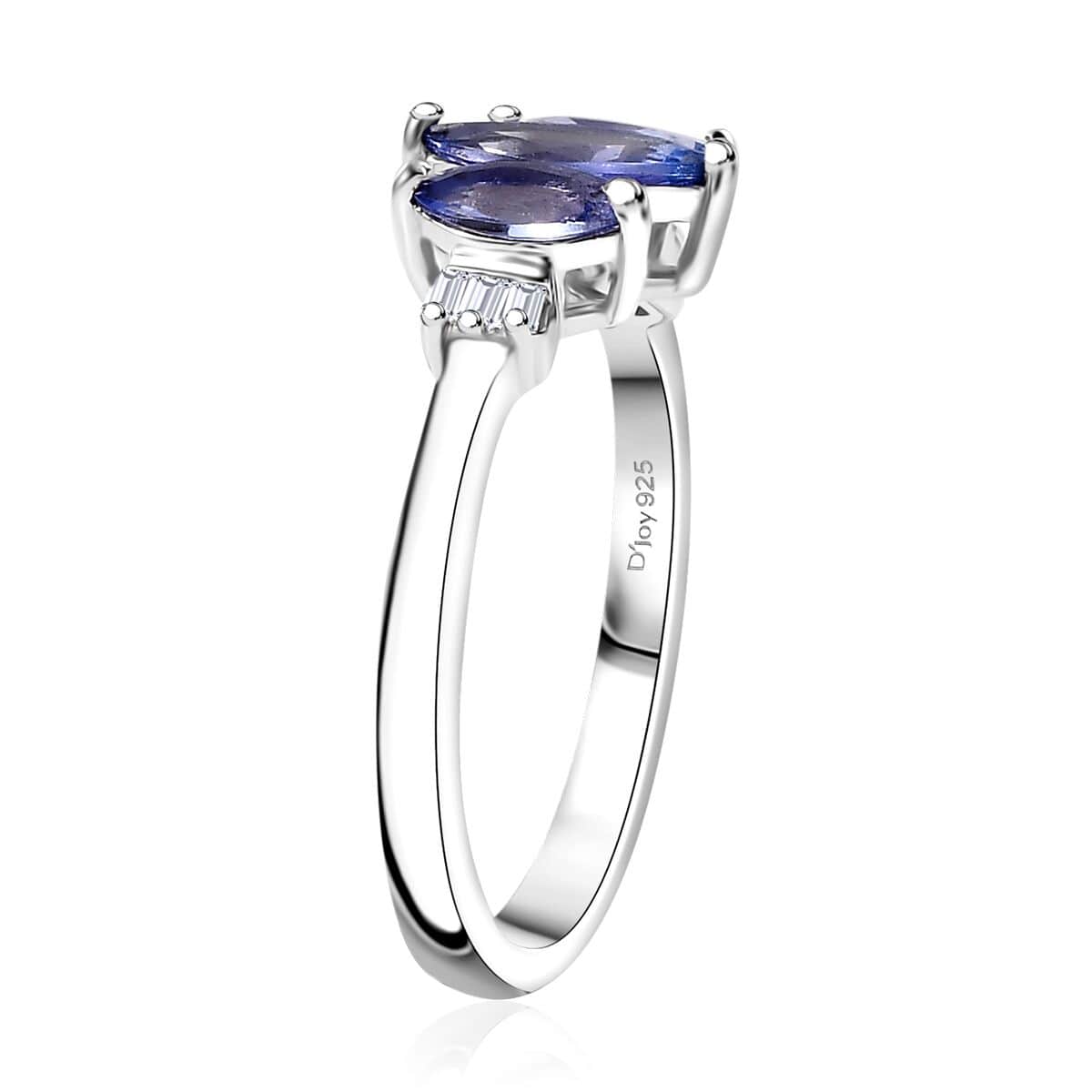 Tanzanite and Diamond 1.05 ctw Ring in Rhodium Over Sterling Silver image number 3