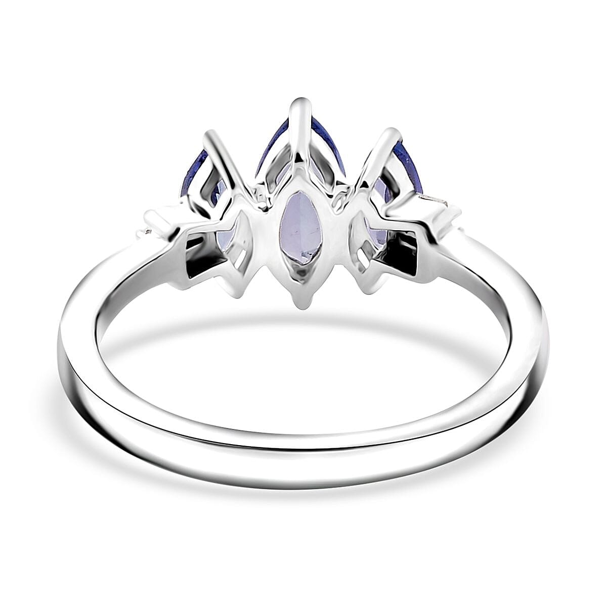 Tanzanite and Diamond 1.05 ctw Ring in Rhodium Over Sterling Silver (Size 10.0)