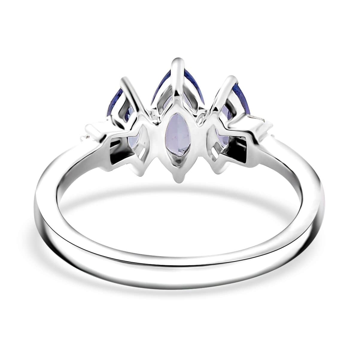 Tanzanite and Diamond 1.05 ctw Ring in Rhodium Over Sterling Silver image number 4