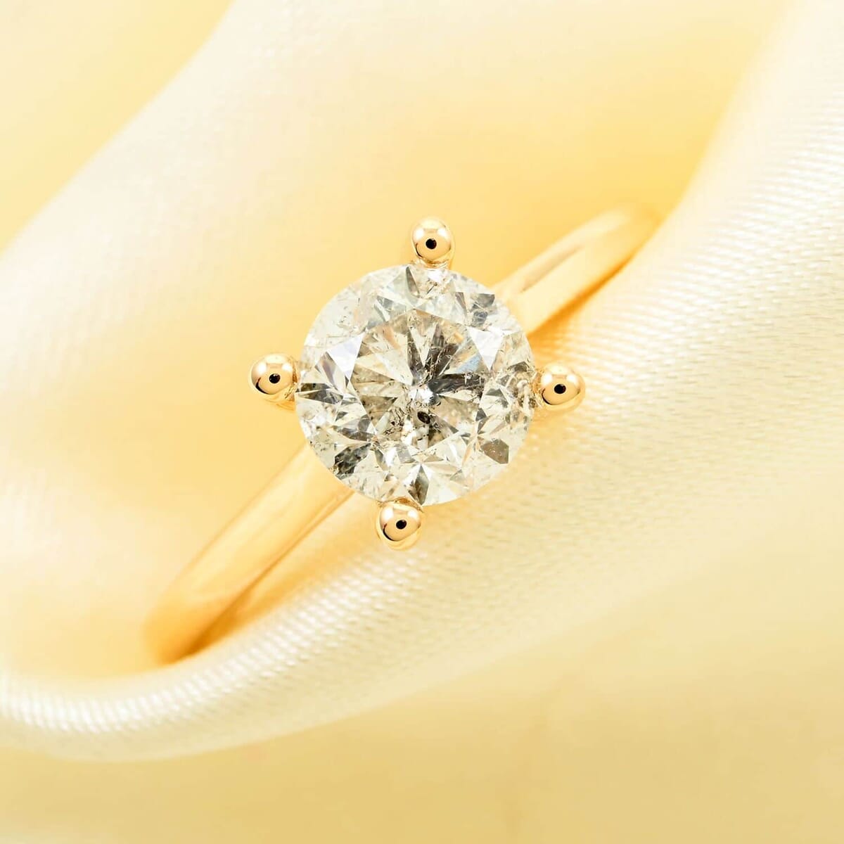 Diamond G-H I3 1.50 ctw Solitaire Ring in 14K Yellow Gold (Size 6.5) image number 1