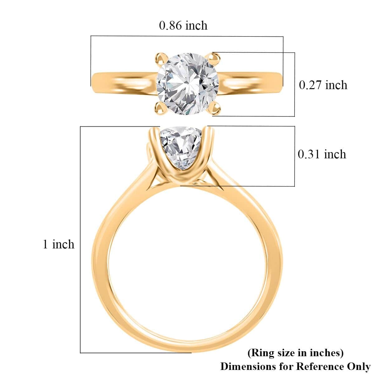 Diamond G-H I3 1.50 ctw Solitaire Ring in 14K Yellow Gold (Size 6.5) image number 4