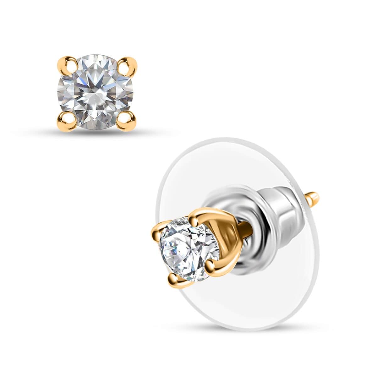 Moissanite Solitaire Stud Earrings in 18K Vermeil YG Over Sterling Silver 0.50 Carat Total Weight image number 0