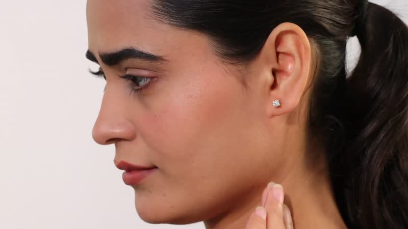 Moissanite Solitaire Stud Earrings in 18K Vermeil YG Over Sterling Silver 0.50 Carat Total Weight