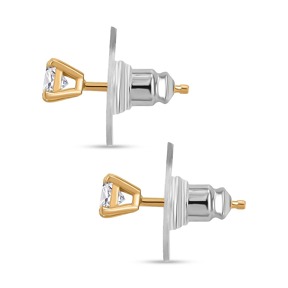 D'Joy Moissanite 0.50 ctw Solitaire Stud Earrings in 18K Vermeil Yellow Gold Over Sterling Silver