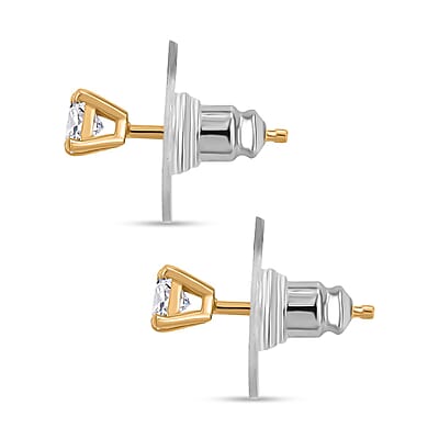D'Joy Moissanite 0.50 ctw Solitaire Stud Earrings in 18K Vermeil Yellow Gold Over Sterling Silver