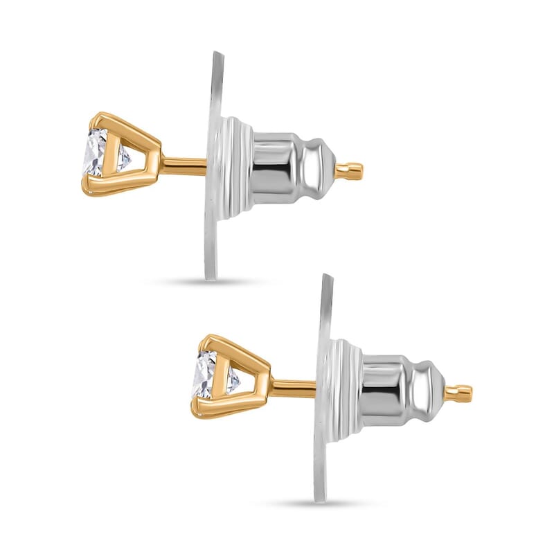 D'Joy Moissanite 0.50 ctw Solitaire Stud Earrings in 18K Vermeil Yellow Gold Over Sterling Silver