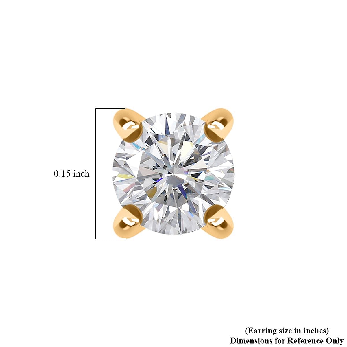 D'Joy Moissanite 0.50 ctw Solitaire Stud Earrings in 18K Vermeil Yellow Gold Over Sterling Silver