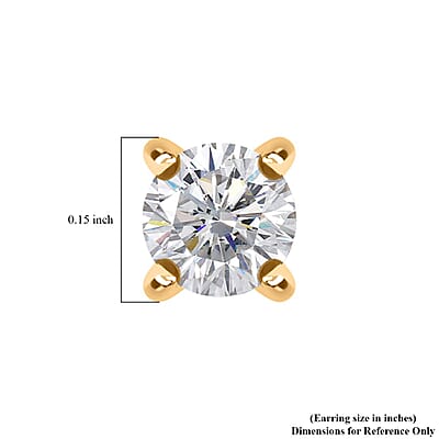 D'Joy Moissanite 0.50 ctw Solitaire Stud Earrings in 18K Vermeil Yellow Gold Over Sterling Silver