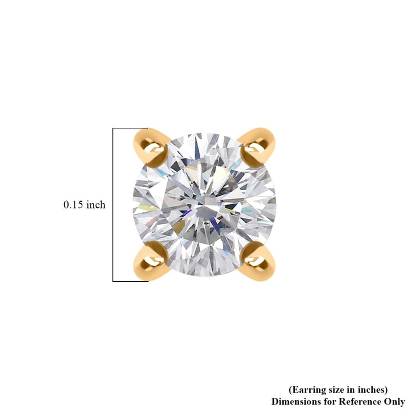 D'Joy Moissanite 0.50 ctw Solitaire Stud Earrings in 18K Vermeil Yellow Gold Over Sterling Silver