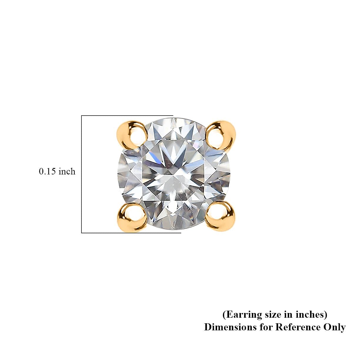 D'Joy Moissanite 0.50 ctw Solitaire Stud Earrings in 18K Vermeil Yellow Gold Over Sterling Silver