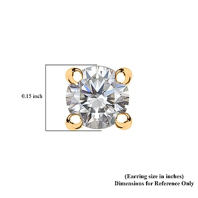 D'Joy Moissanite 0.50 ctw Solitaire Stud Earrings in 18K Vermeil Yellow Gold Over Sterling Silver