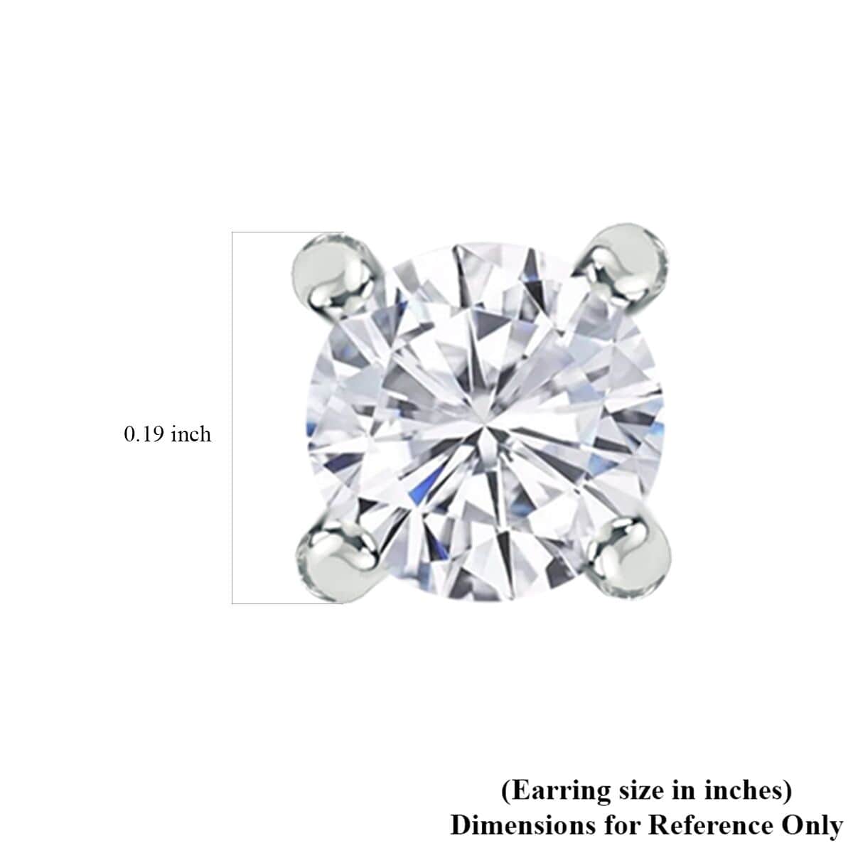 Moissanite 0.50 ctw Solitaire Stud Earrings in Rhodium Over Sterling Silver (Del. in 7-10 days) image number 4