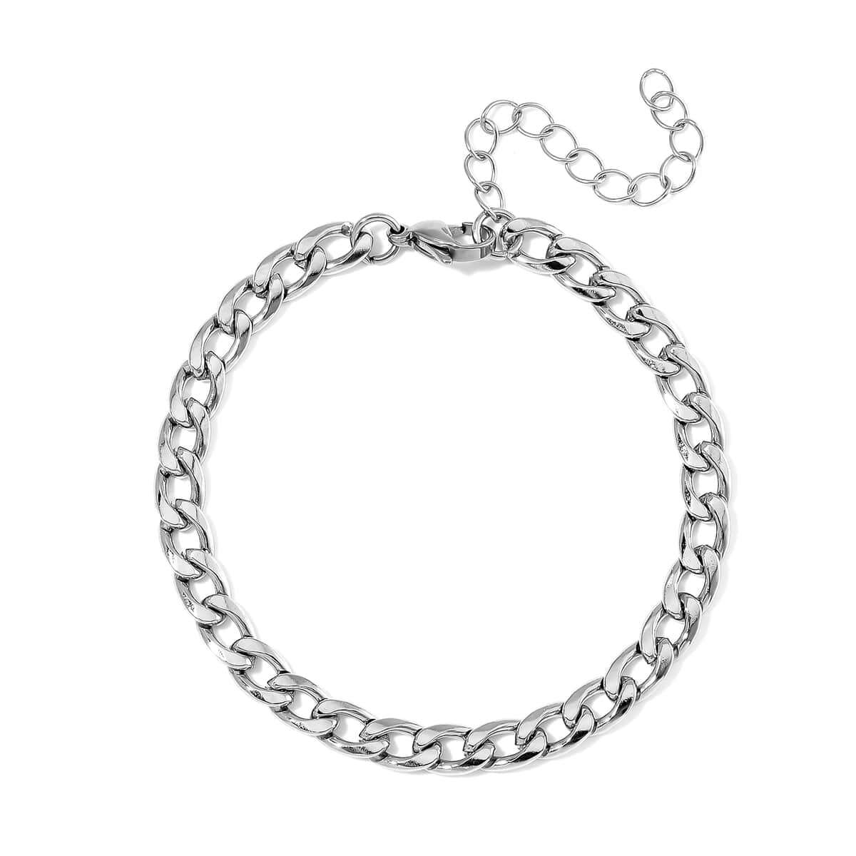 6mm Cuban Chain Bracelet in Stainless Steel (7.00-9.00In) image number 0