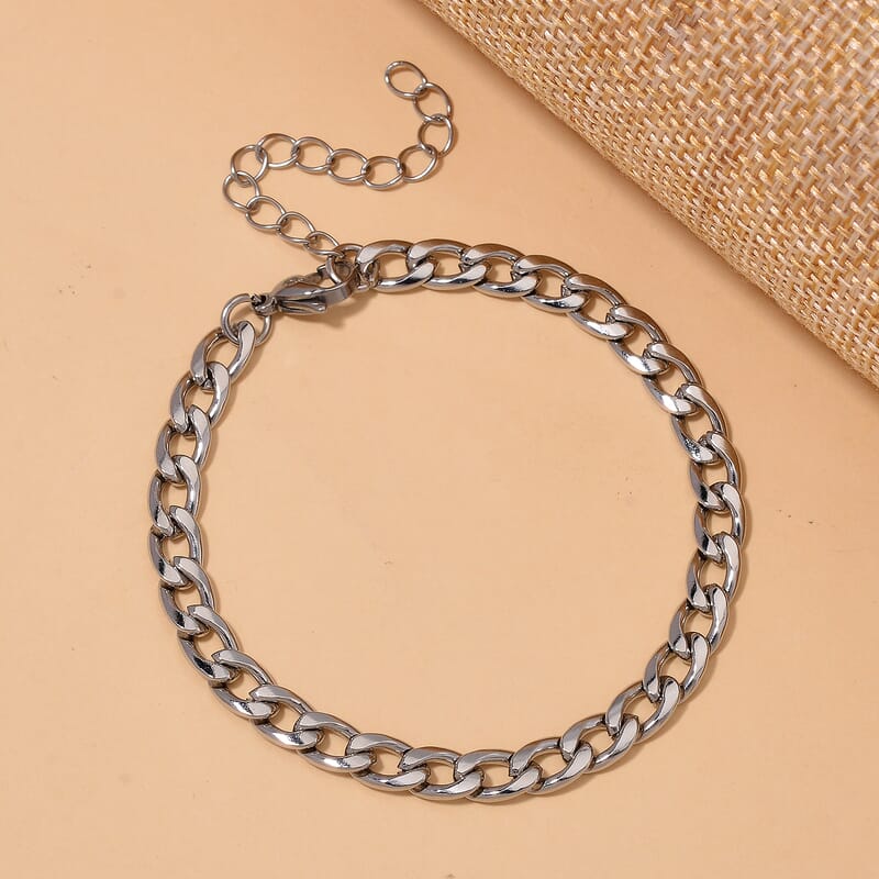 6mm Cuban Chain Bracelet in Stainless Steel (7.00-9.00In)