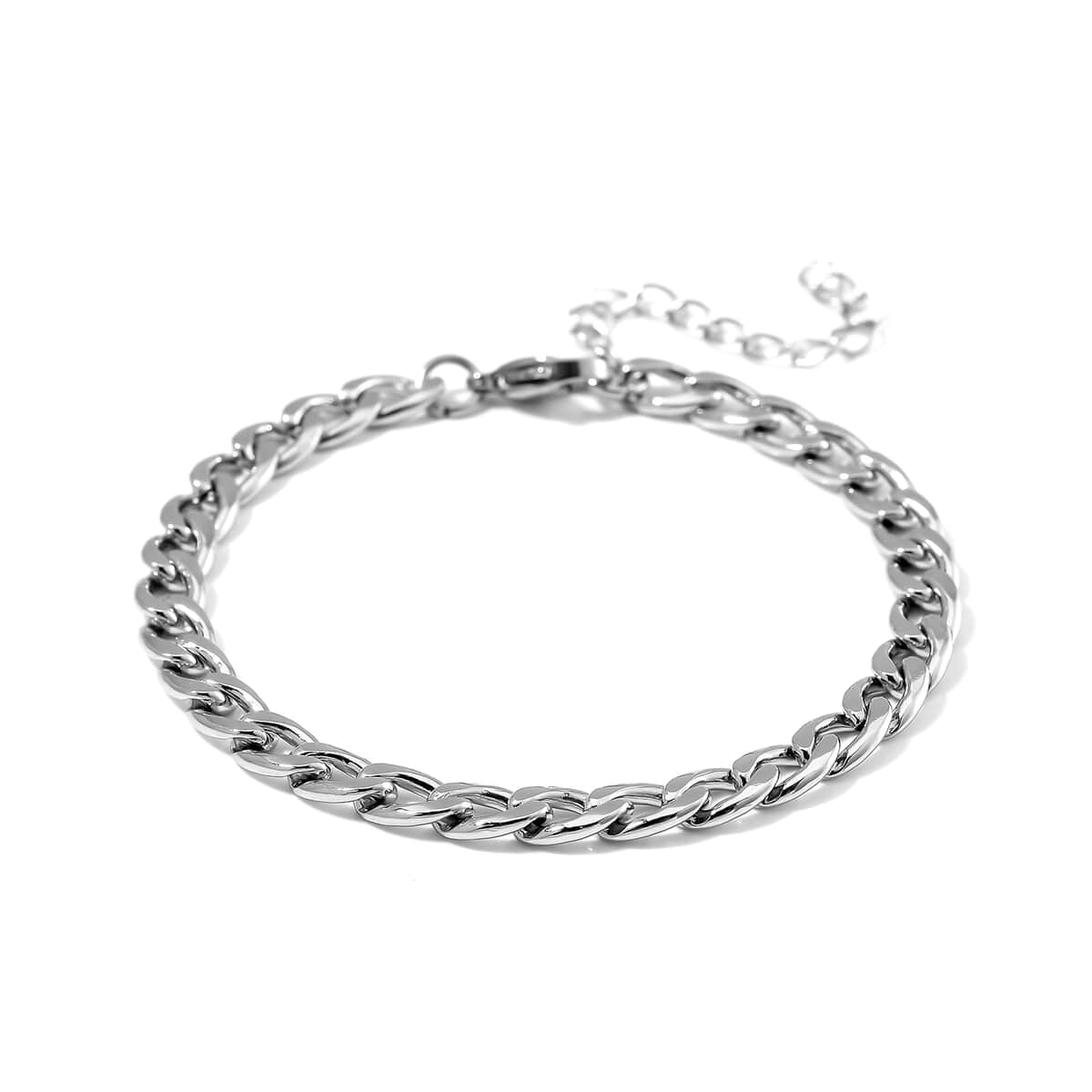 6mm Cuban Chain Bracelet in Stainless Steel (7.00-9.00In) image number 2