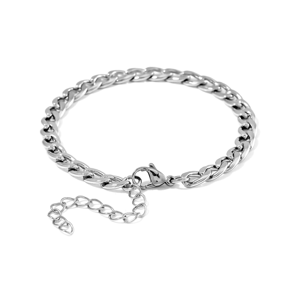 6mm Cuban Chain Bracelet in Stainless Steel (7.00-9.00In) image number 3