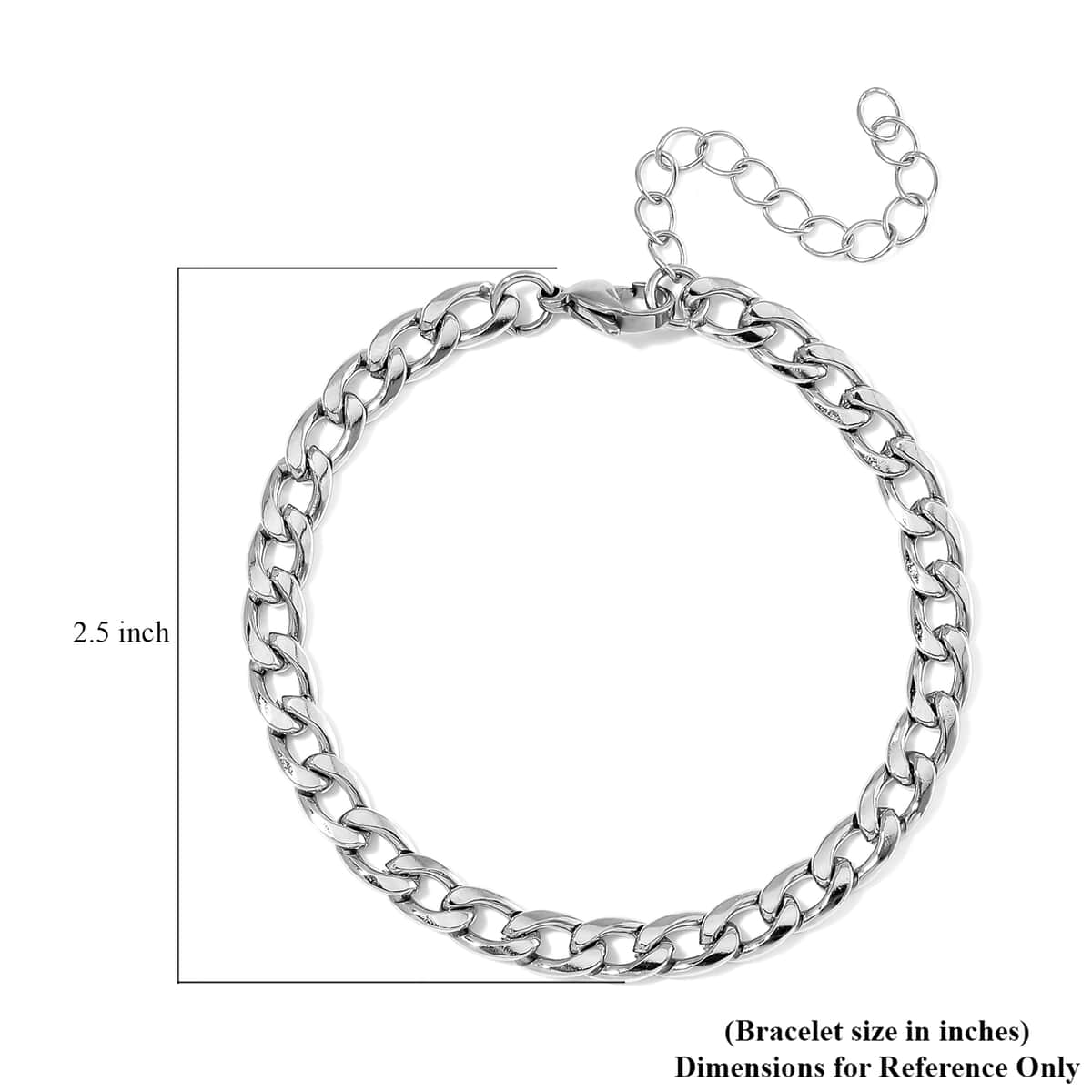 6mm Cuban Chain Bracelet in Stainless Steel (7.00-9.00In) image number 5