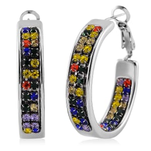 Multi Color Austrian Crystal Earrings in Stainless Steel