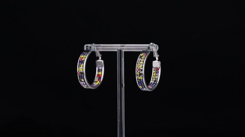 Multi Color Austrian Crystal Earrings in Stainless Steel