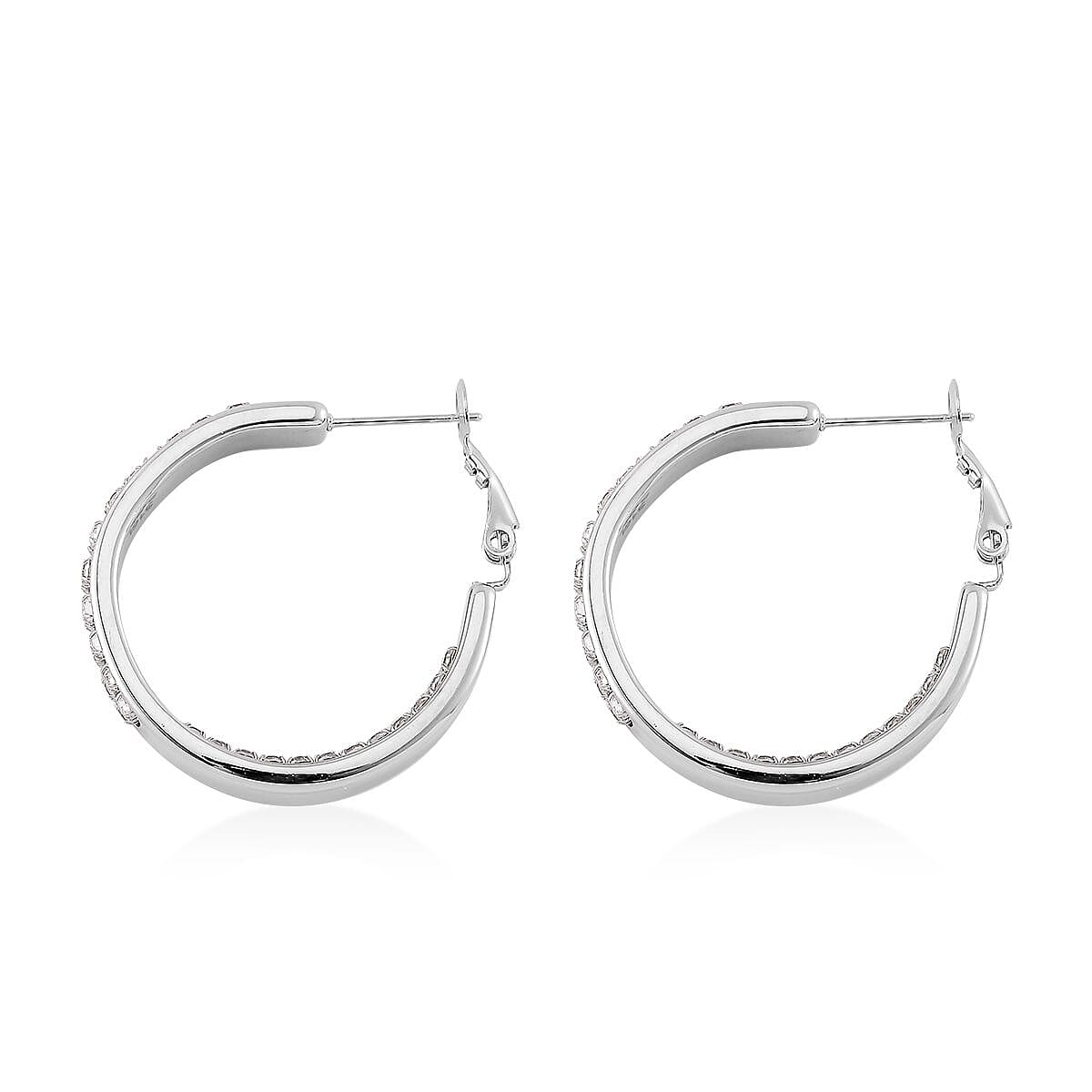 White Austrian Crystal Earrings in Stainless Steel