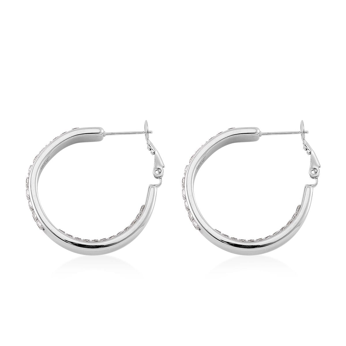 White Austrian Crystal Earrings in Stainless Steel image number 3