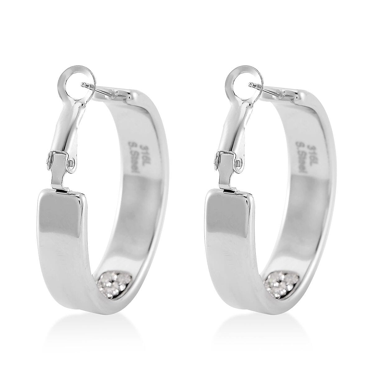 White Austrian Crystal Earrings in Stainless Steel
