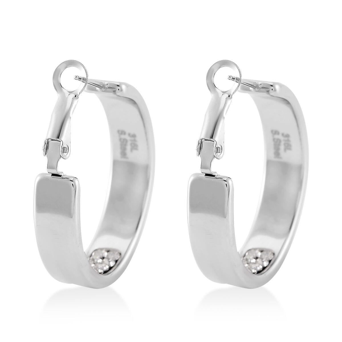 White Austrian Crystal Earrings in Stainless Steel image number 4