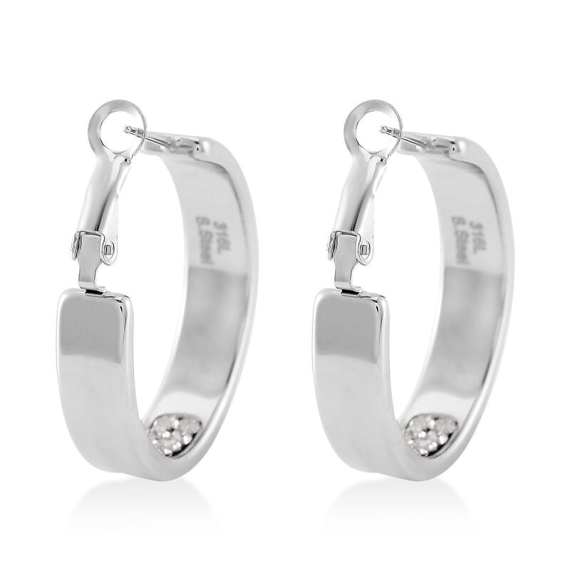 White Austrian Crystal Earrings in Stainless Steel
