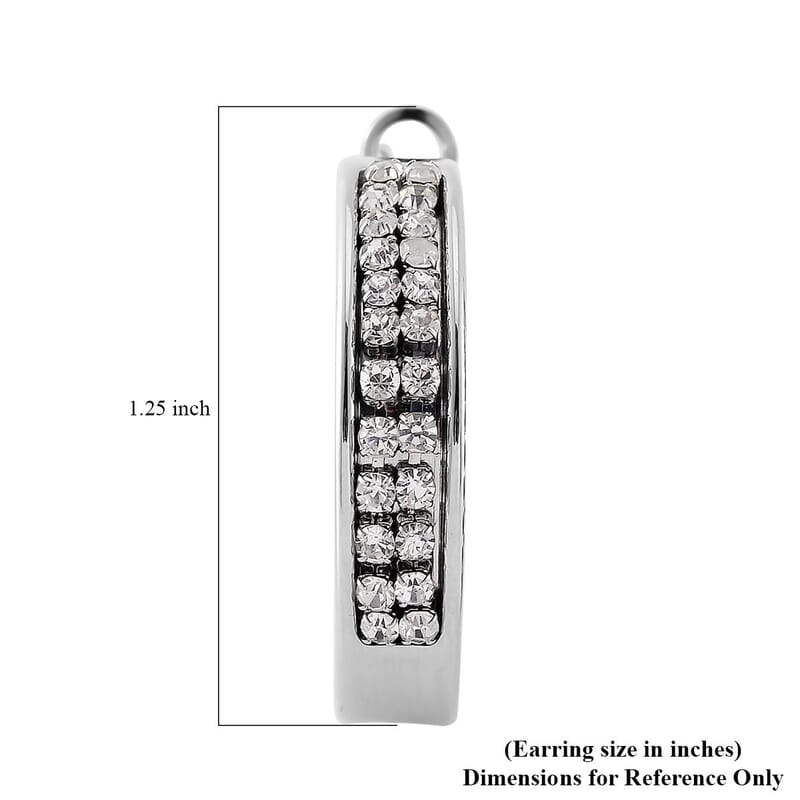 White Austrian Crystal Earrings in Stainless Steel