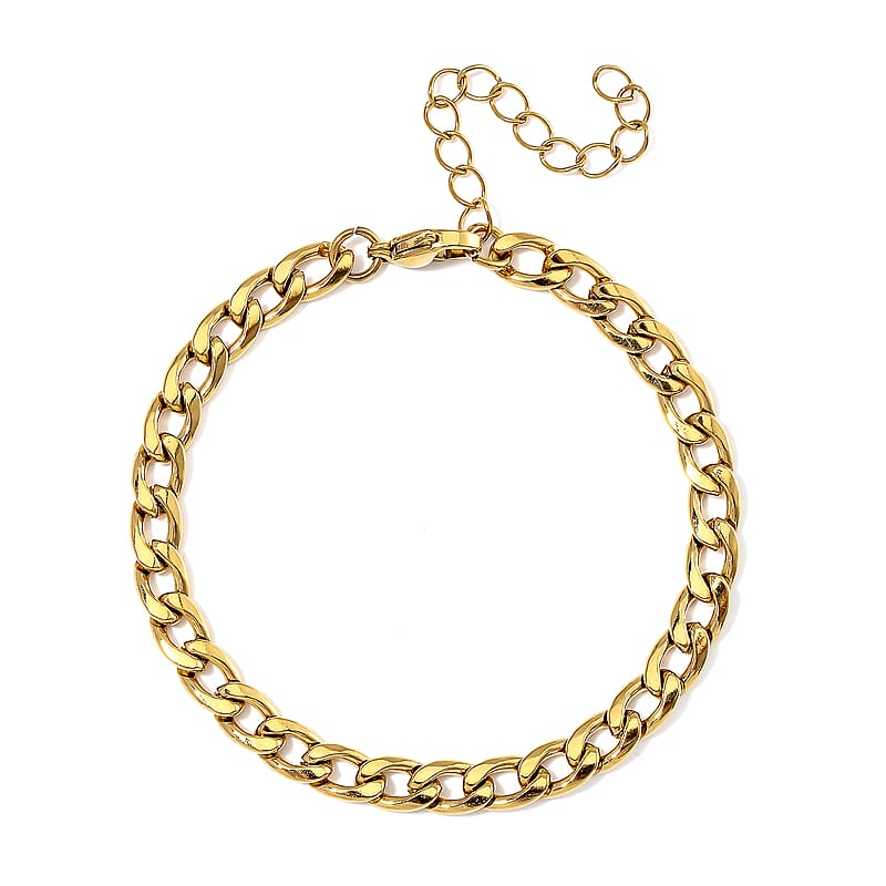 6mm Cuban Chain Bracelet in ION Plated YG Stainless Steel (7.00-9.00In)